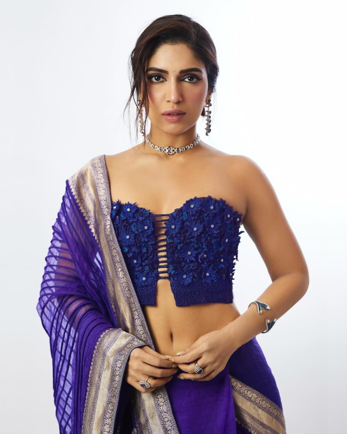 Bhumi Pednekar Stuns In A Royal Purple Saree