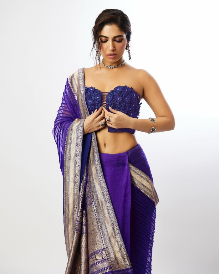 Bhumi Pednekar Stuns In A Royal Purple Saree
