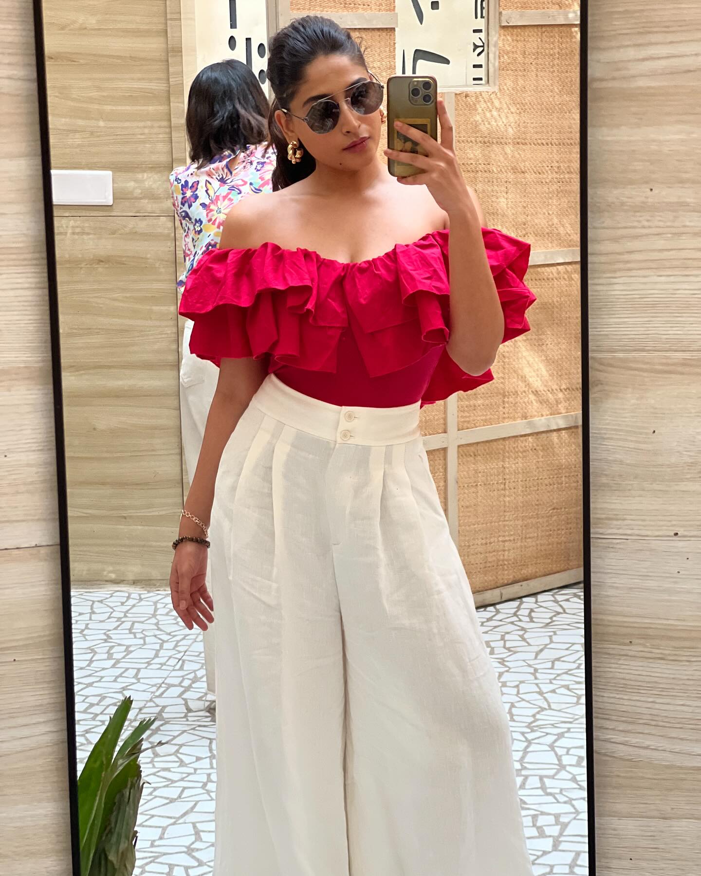 Nishvika Naidu’s Stunning Bold Red Look With White Elegance Latest Photoshoot