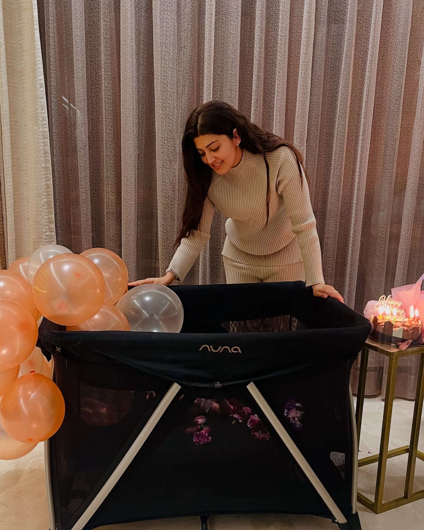 Pranitha Subhash Shares her son's 2 month photoshoot with daughter's photos