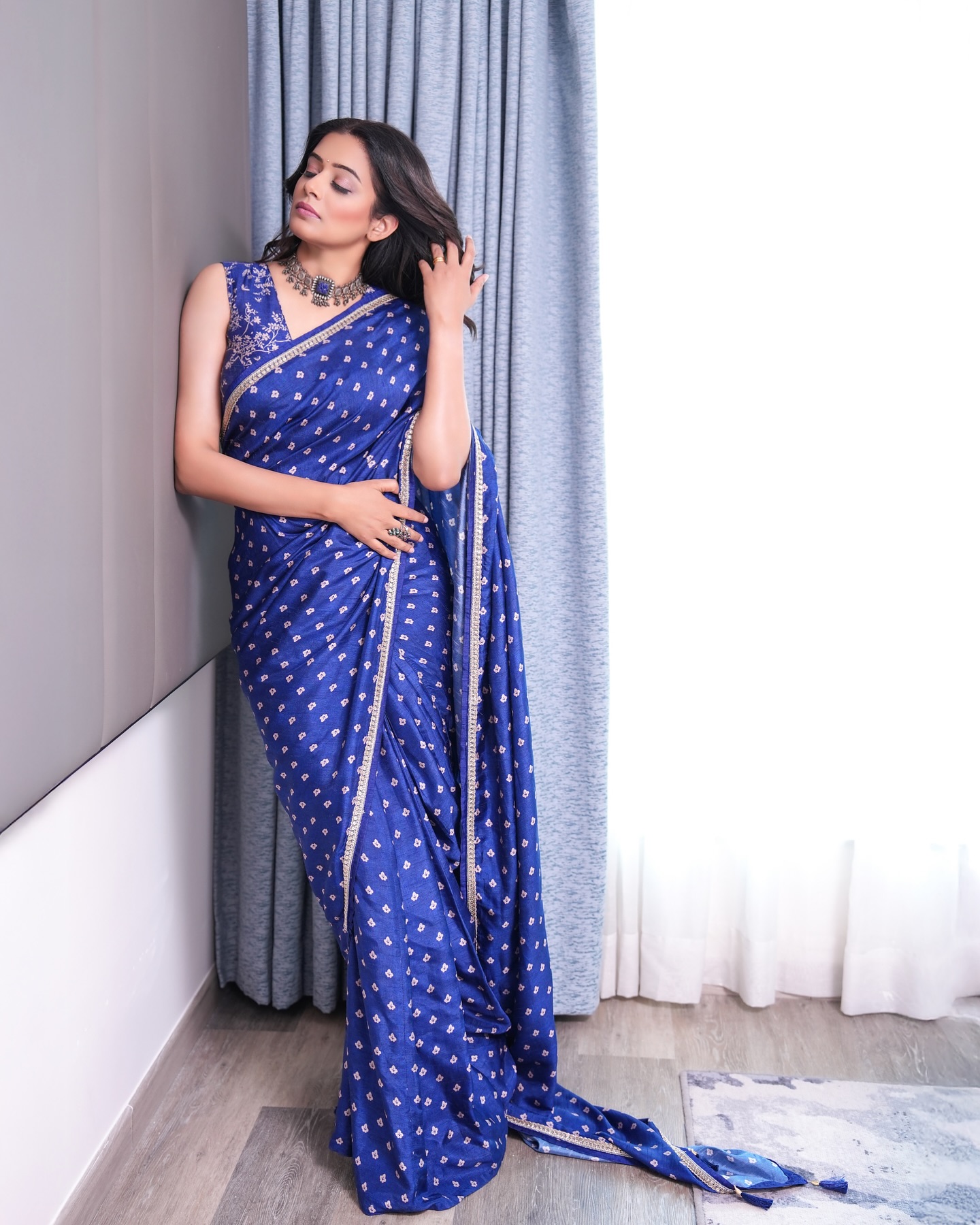Priyamani looks stunning in blue saree for officer on duty promotions