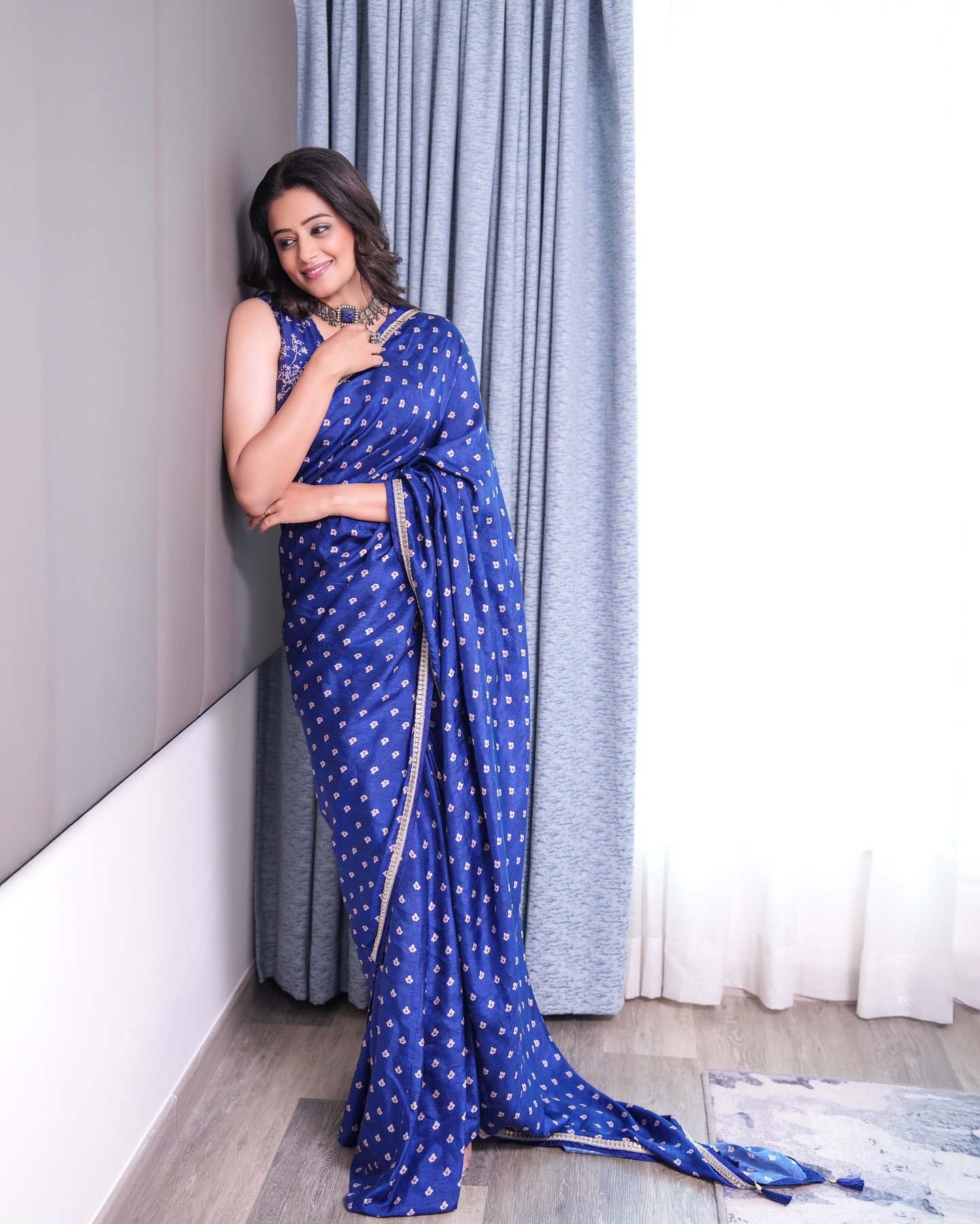 Priyamani looks stunning in blue saree for officer on duty promotions