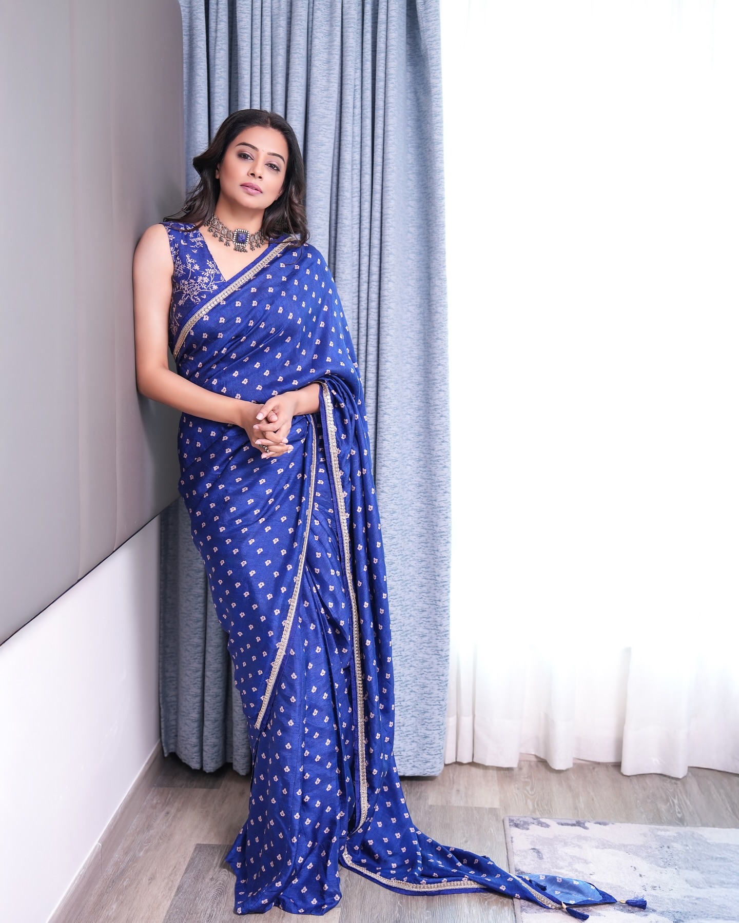 Priyamani looks stunning in blue saree for officer on duty promotions
