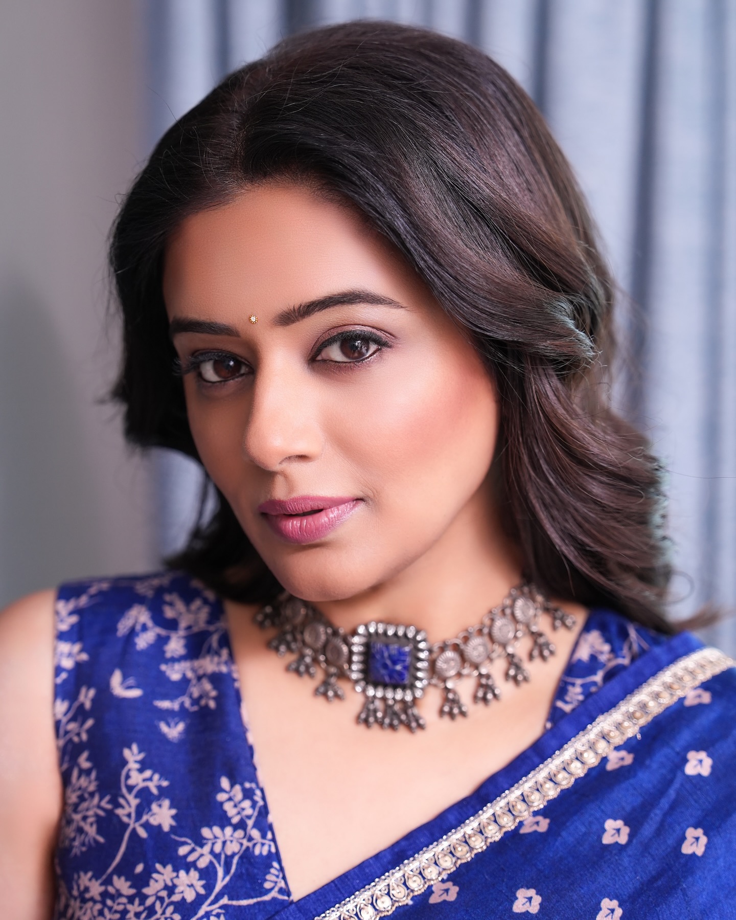 Priyamani looks stunning in blue saree for officer on duty promotions