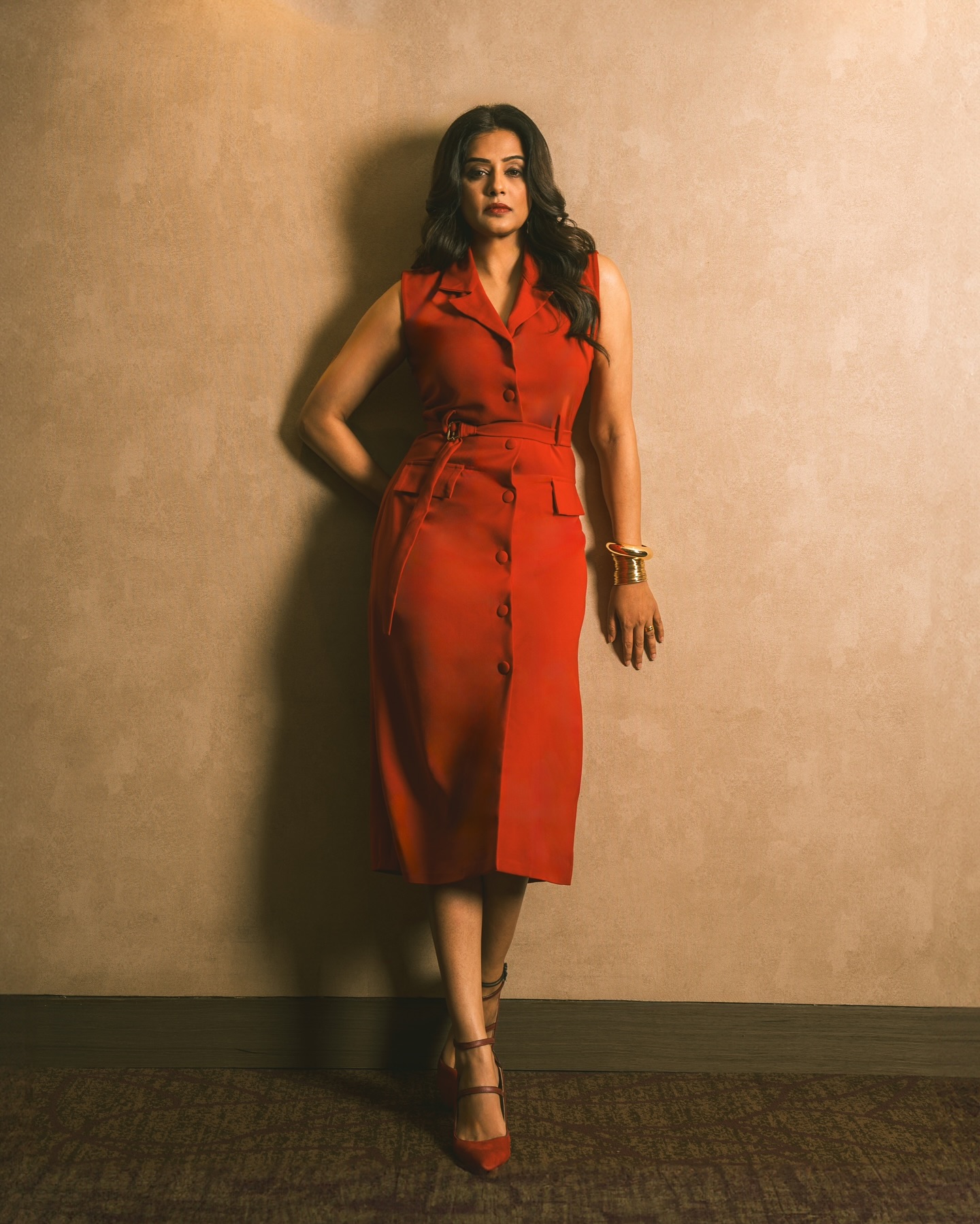 Priyamani Stuns In A Bold Red Dress Latest Photoshoot Look