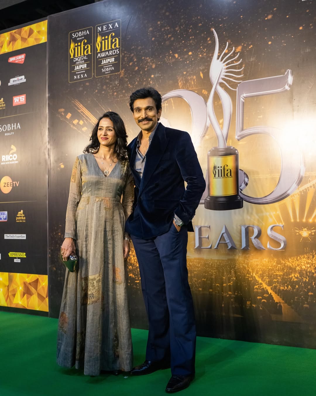 Pratik Gandhi with his Wife at  IFFA Awards 2025 held at Jaipur on March 8th , 2025.