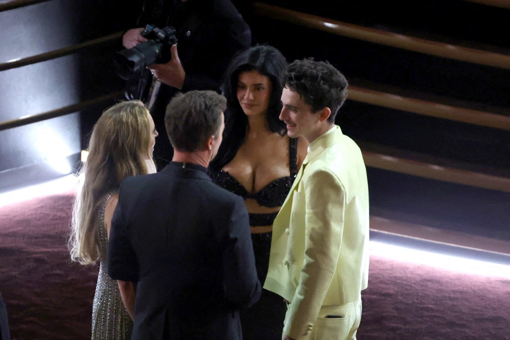 Shauna Robertson, Edward Norton, Kylie Jenner and Timothée Chalamet attend the 97th Annual Oscars at Dolby Theatre on March 02, 2025 in Hollywood, California.