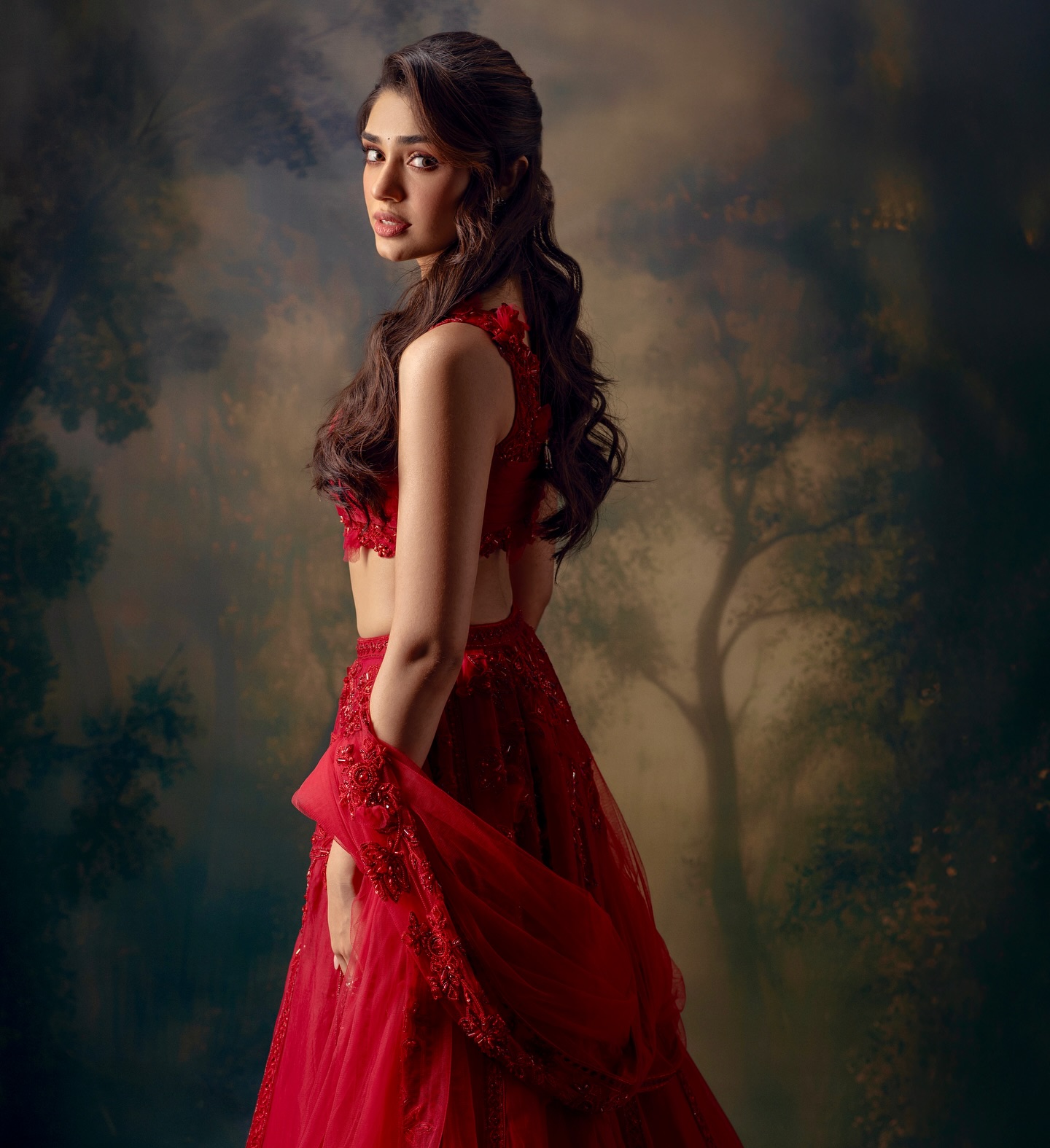 Uppena Beauty Krithi Shetty Dazzles in Dreamy red Lehenga