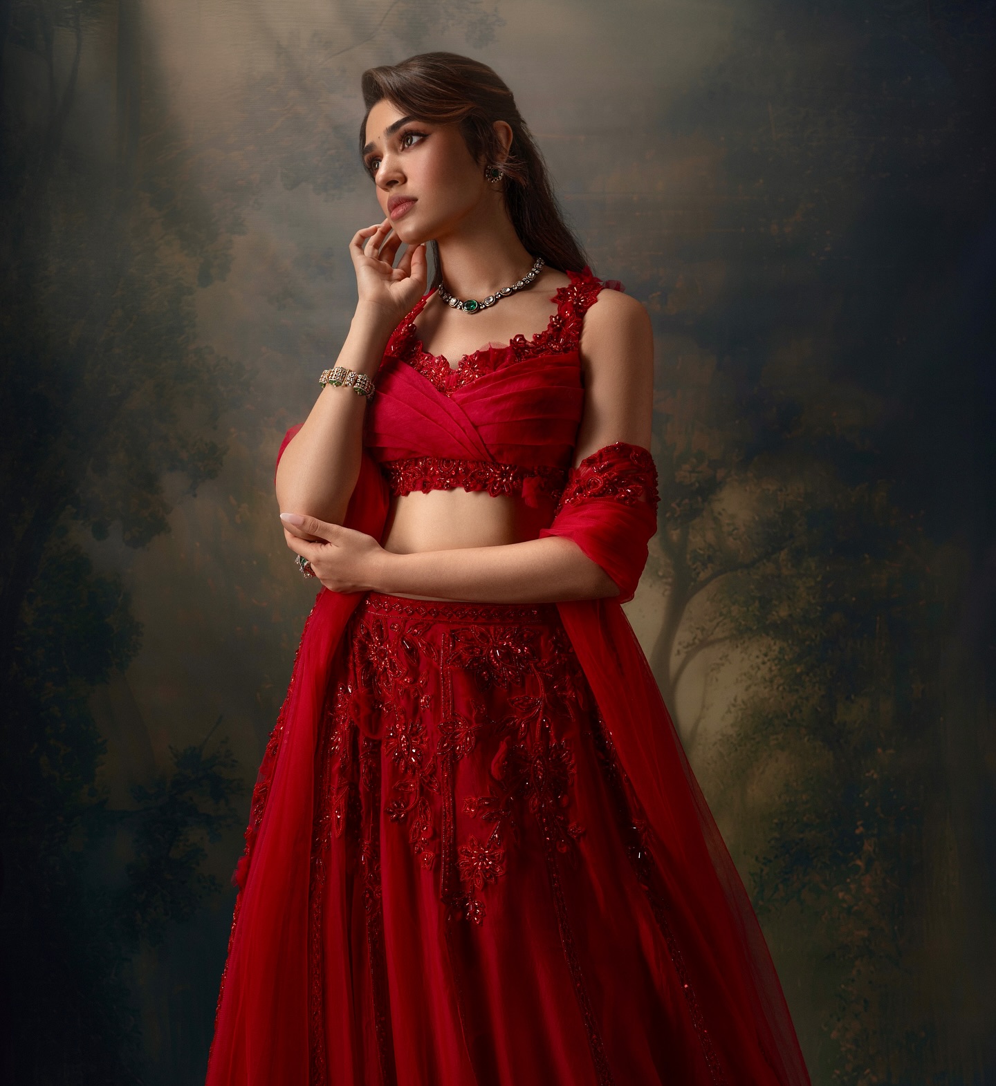 Uppena Beauty Krithi Shetty Dazzles in Dreamy red Lehenga