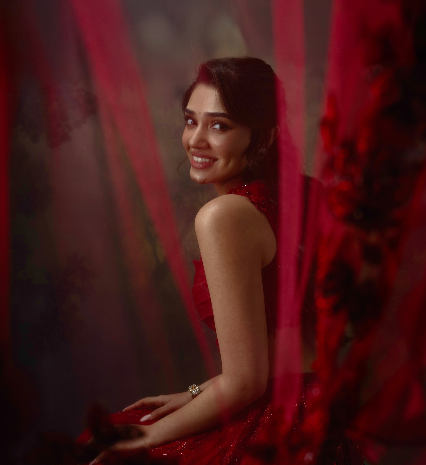 Uppena Beauty Krithi Shetty Dazzles in Dreamy red Lehenga