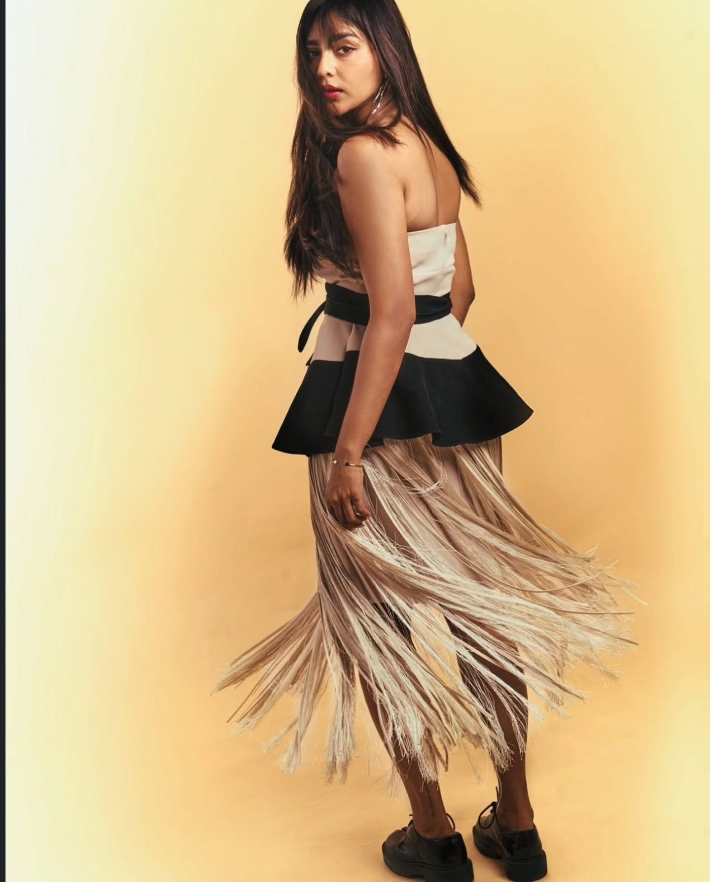 Aishwarya Lekshmi Latest Photoshoot Stunning Modern Look With Stylish Fringe Skirt