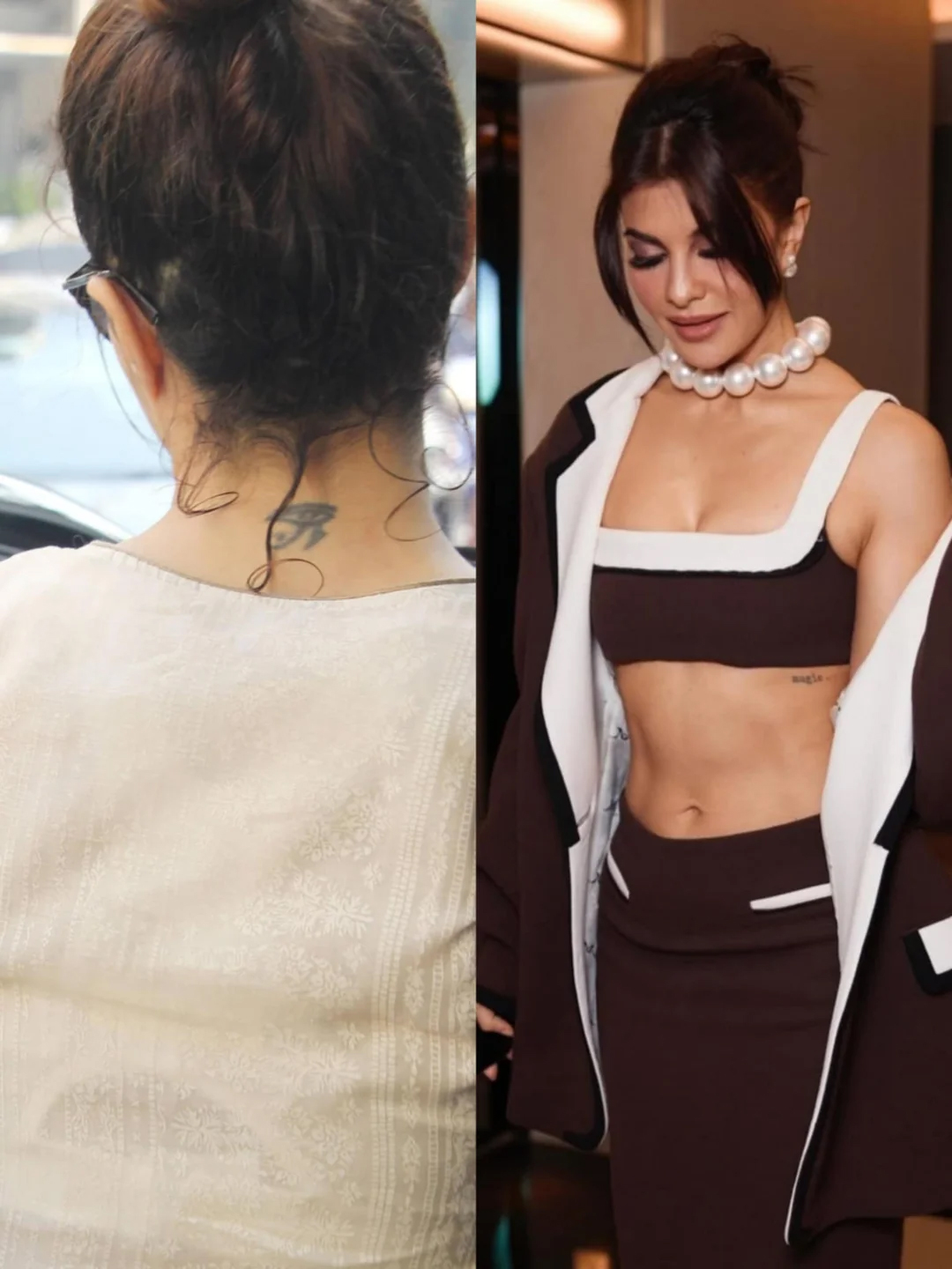 Jacqueline Fernandez: Jacqueline has two tattoos—Eye of Ra, an Egyptian symbol of protection, and magic, reflecting her fascination with mysticism and her vibrant personality.