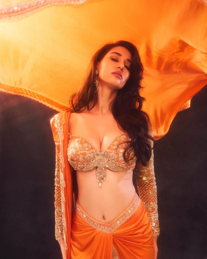 Disha Patani Sets Fashion Goals With Her Stunning Orange Saree Look