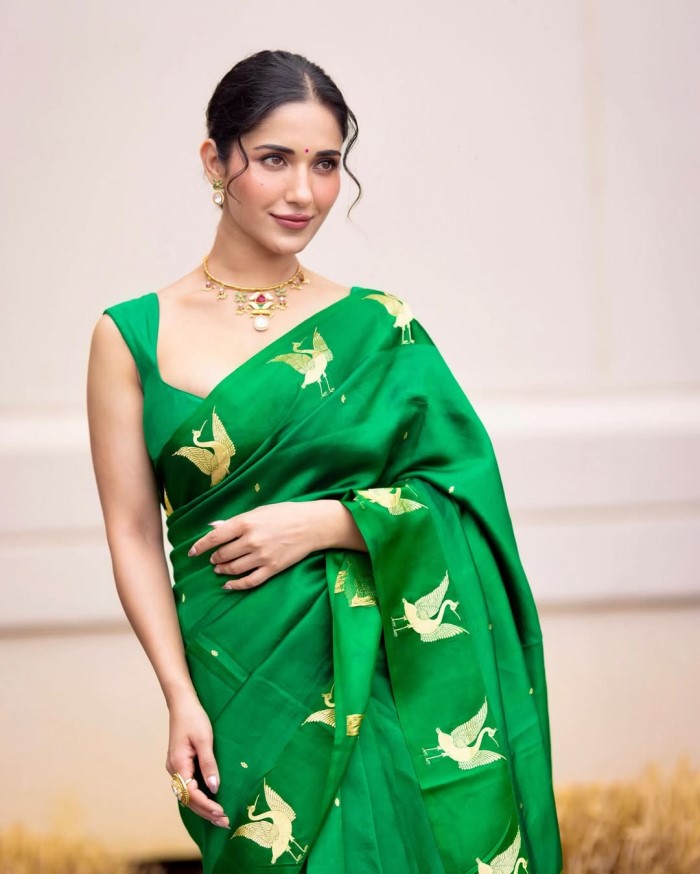 Ruhani Sharma Timeless Beauty In Vibrant Green And Gold