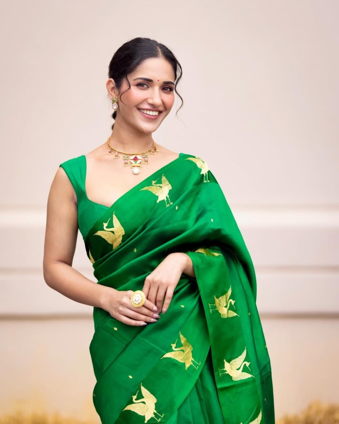 Ruhani Sharma Timeless Beauty In Vibrant Green And Gold
