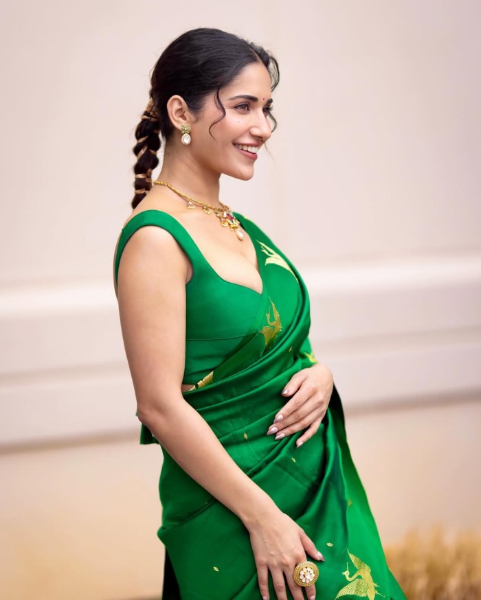 Ruhani Sharma Timeless Beauty In Vibrant Green And Gold