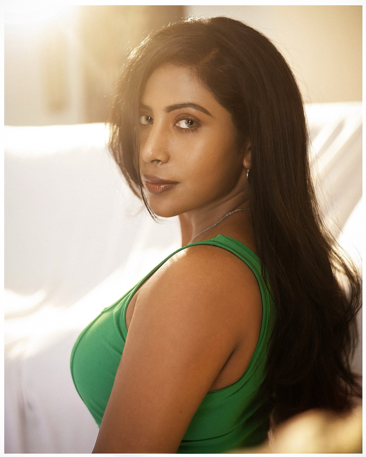 Suvitha Rajendran’s Latest Look In Green Corset Top And Jeans