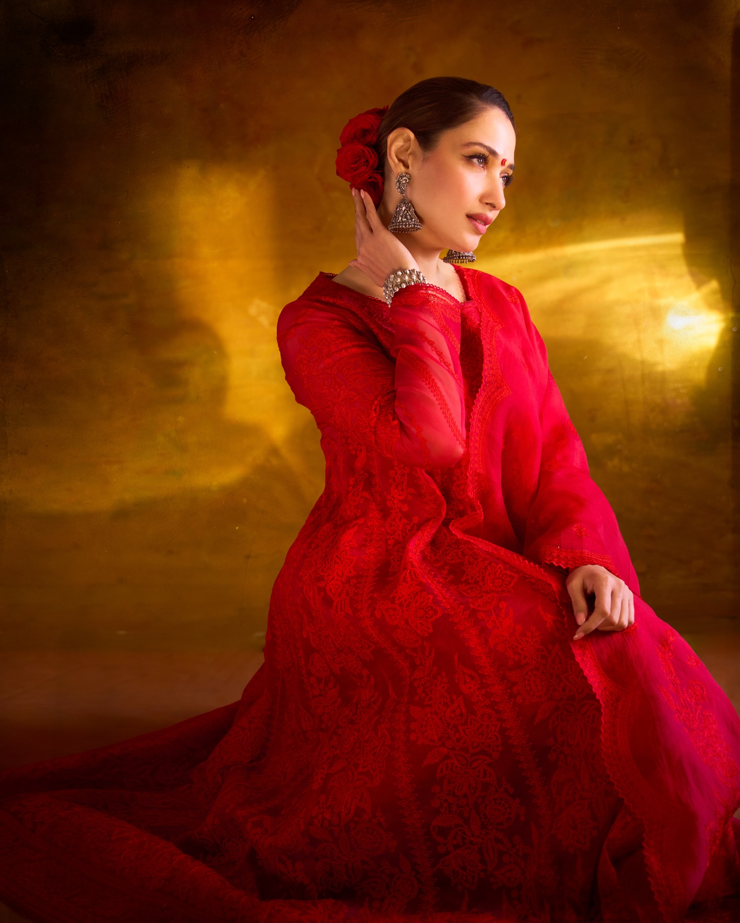 Tamannaah Bhatia in red anarkali suit for Odela -2 promotions