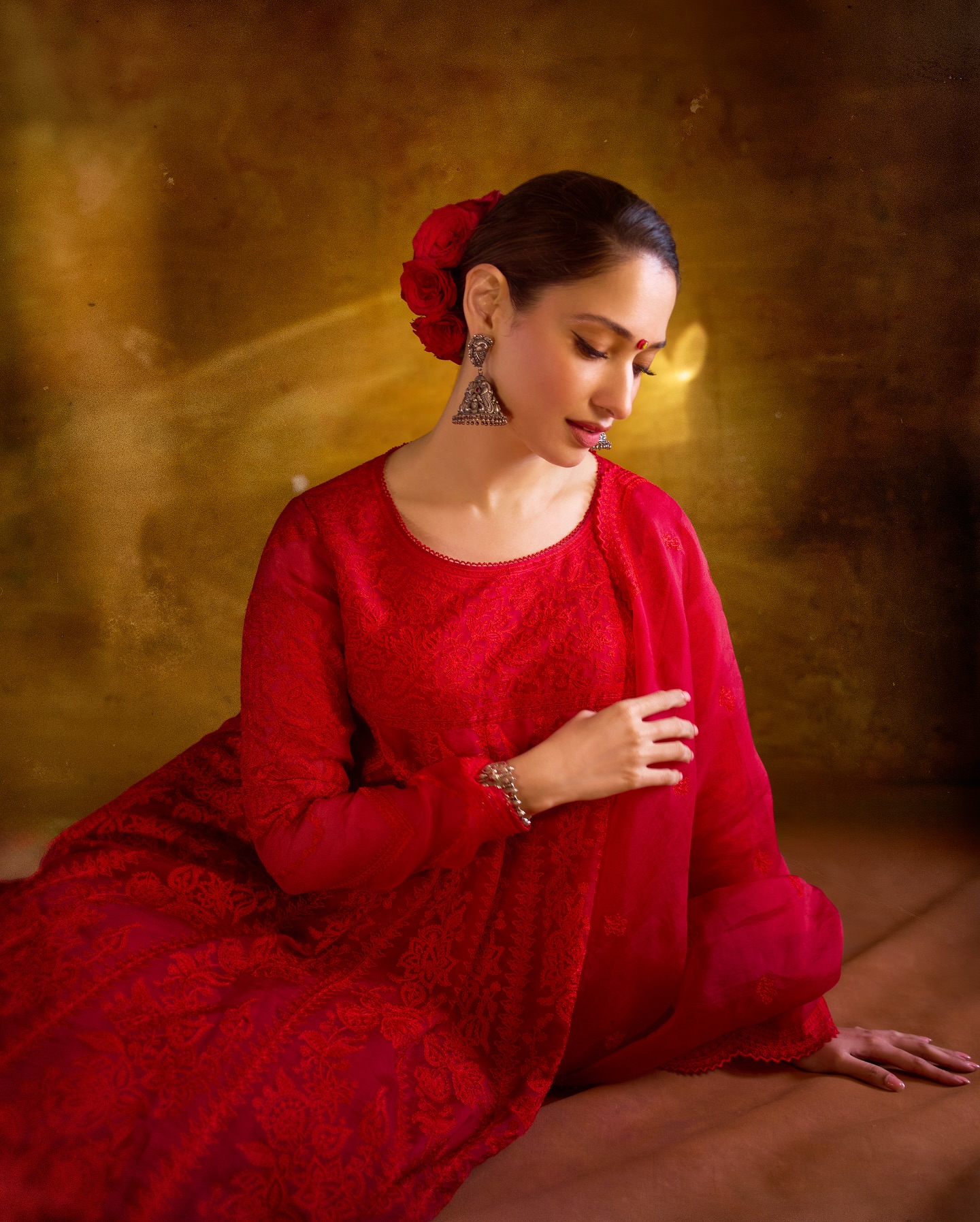Tamannaah Bhatia in red anarkali suit for Odela -2 promotions