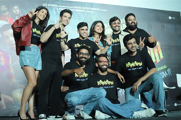 Star cast of Kapkapiii spotted at a promotional event for the film