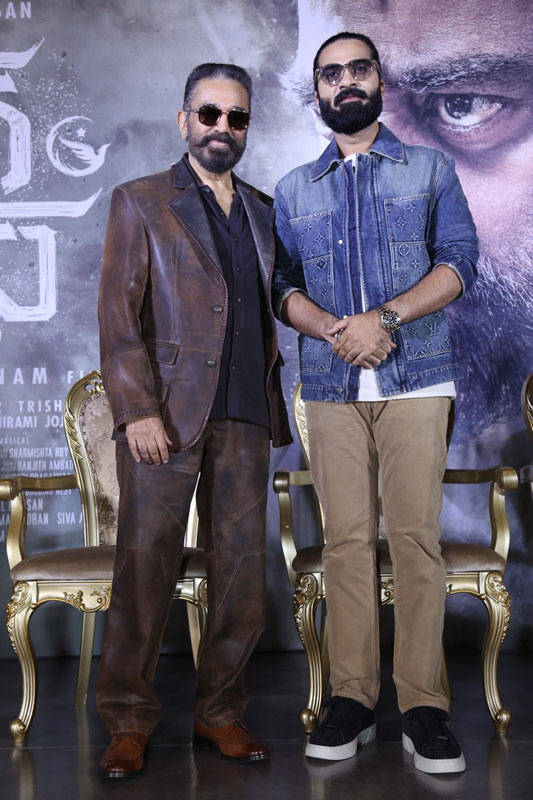 Kamal Haasan and Silambarasan TR at the Thug Life press event