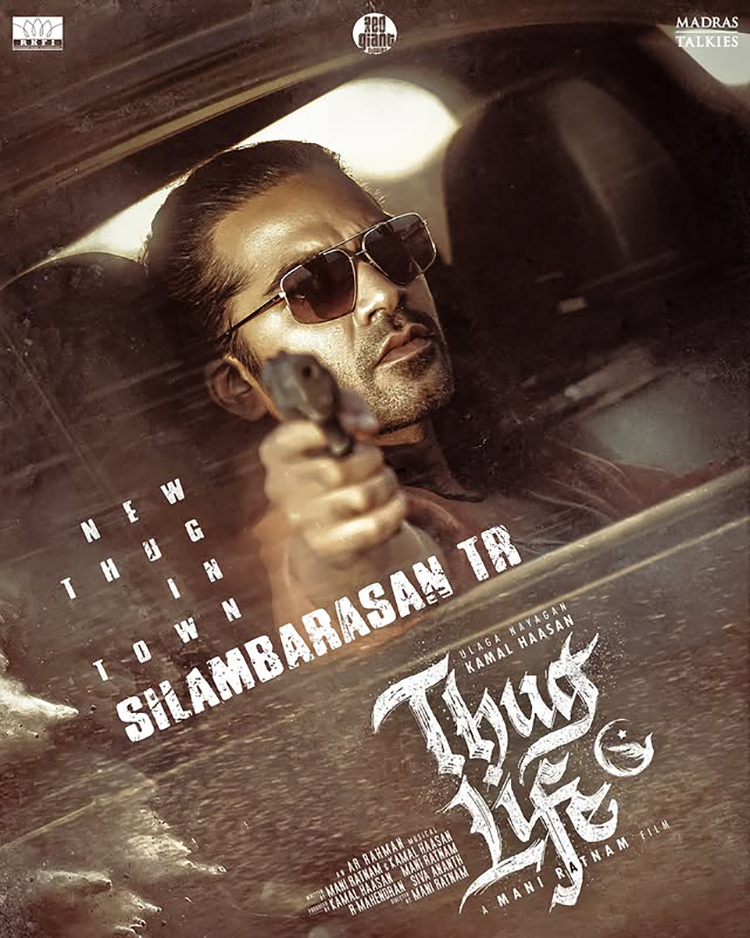 New Thug in Town features Silambarasan TR in a commanding pose with a gun