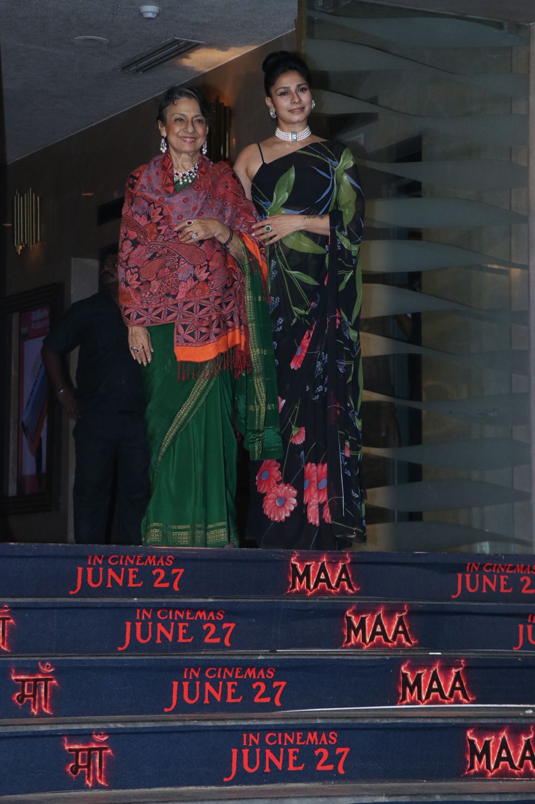 Veteran actress Tanuja and her daughter Tanishaa Mukerji joined Kajol in support of her new film