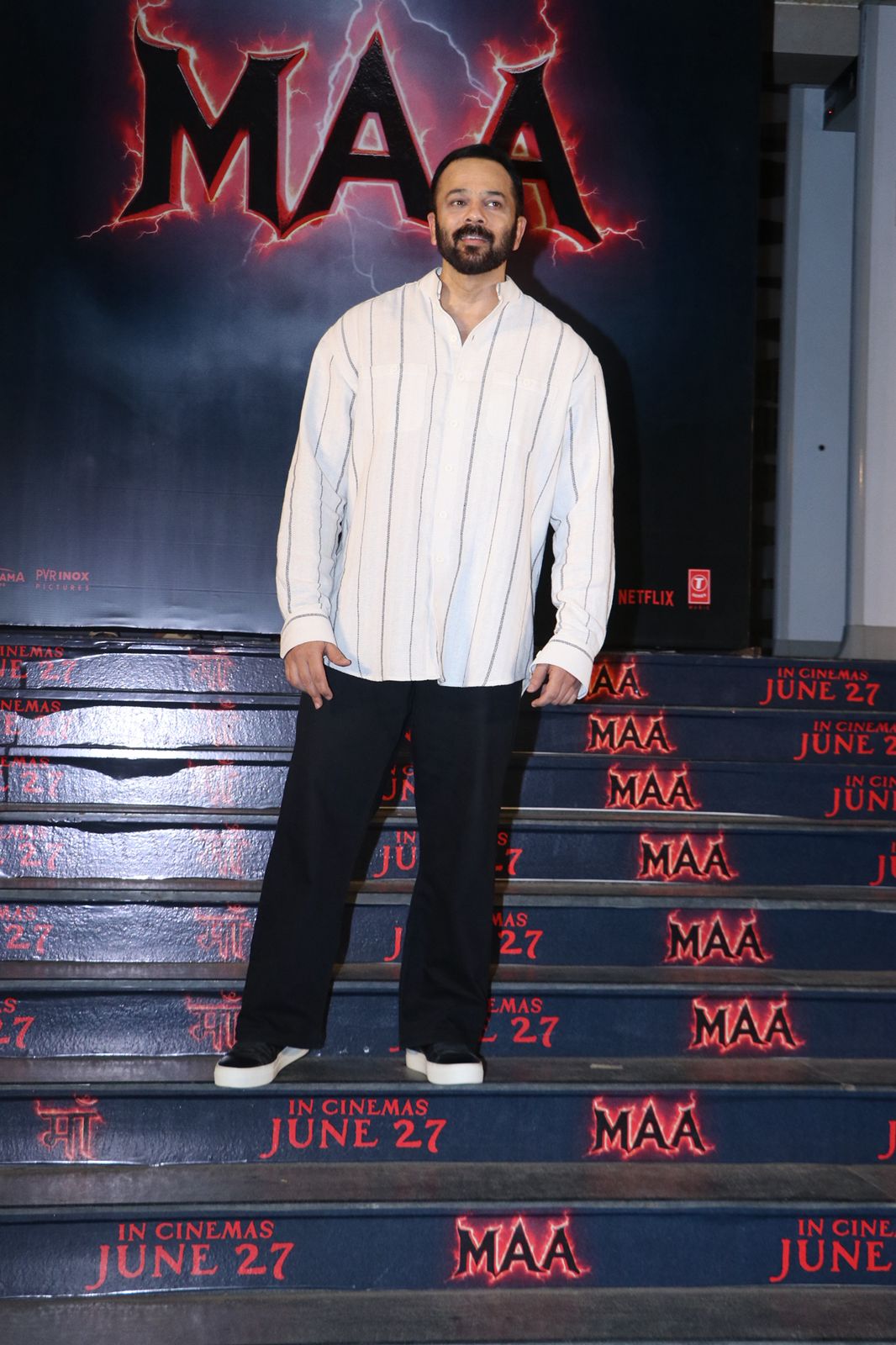 Filmmaker Rohit Shetty was seen arriving for the screening in support of Kajol