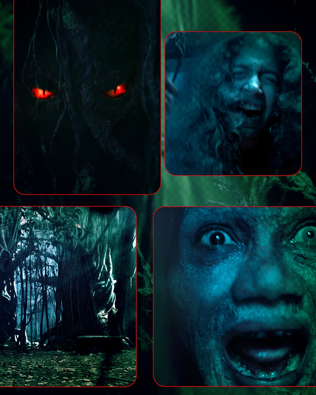 A spooky collage-style poster presents unsettling glimpses from the film, offering a taste of the horror that awaits