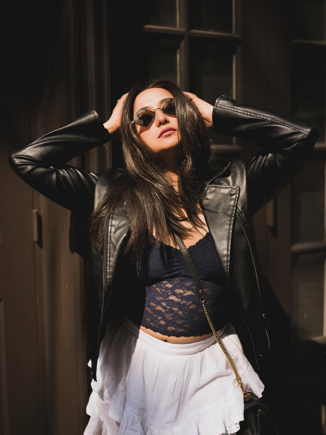 Sunglasses on, leather locked in-Monali’s giving sass so sharp, you might need protective eyewear