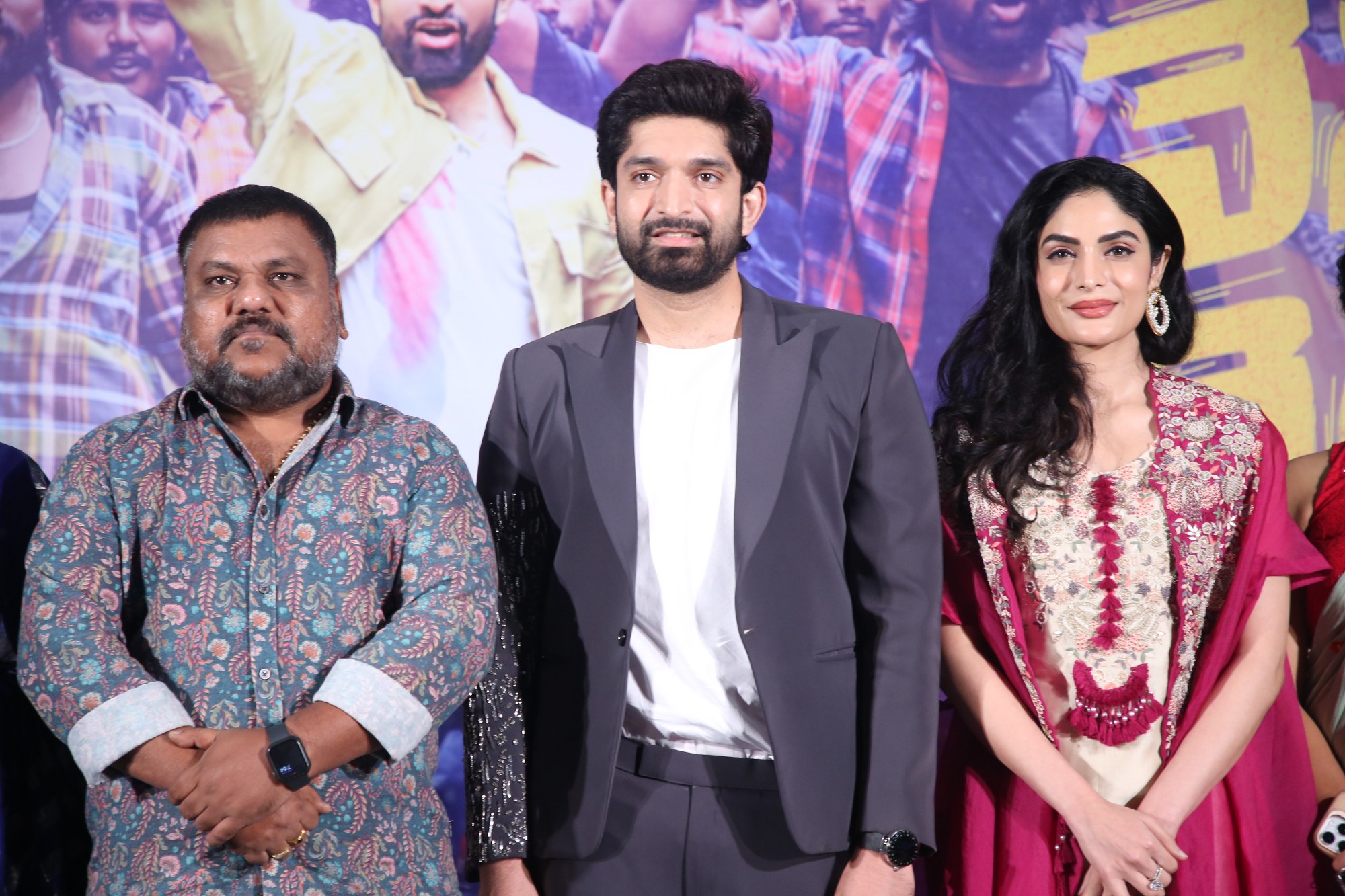Director Trinadha Rao Nakkina, actor Havish, and producer Nikhila Koneru made a striking appearance together, setting the tone for the film's journey ahead