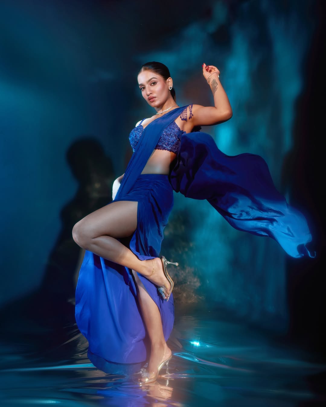 Saniya Iyappan turns every puddle into a photo op–proving that even water bends to fashion