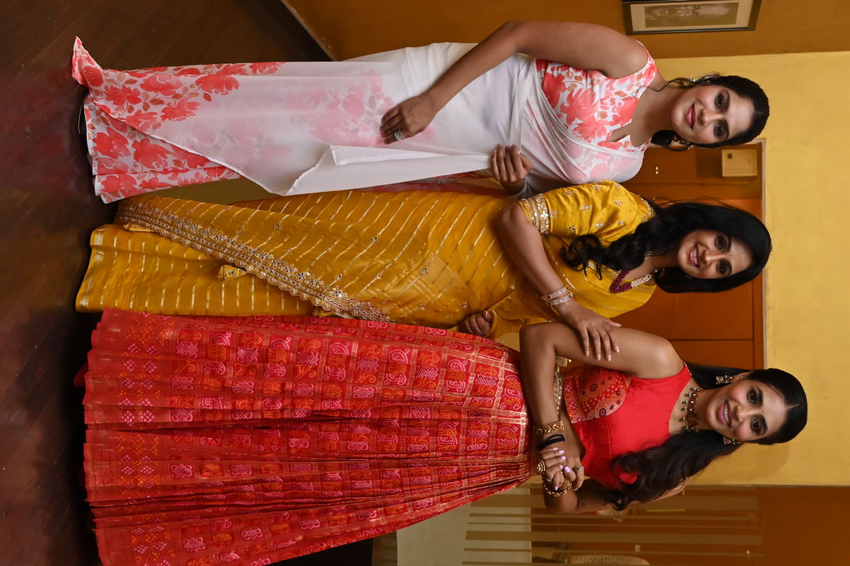 Actress Swasika Vijay, joined by Laya Glam and Sapthami Gowda, posed graciously for the shutterbugs at the event