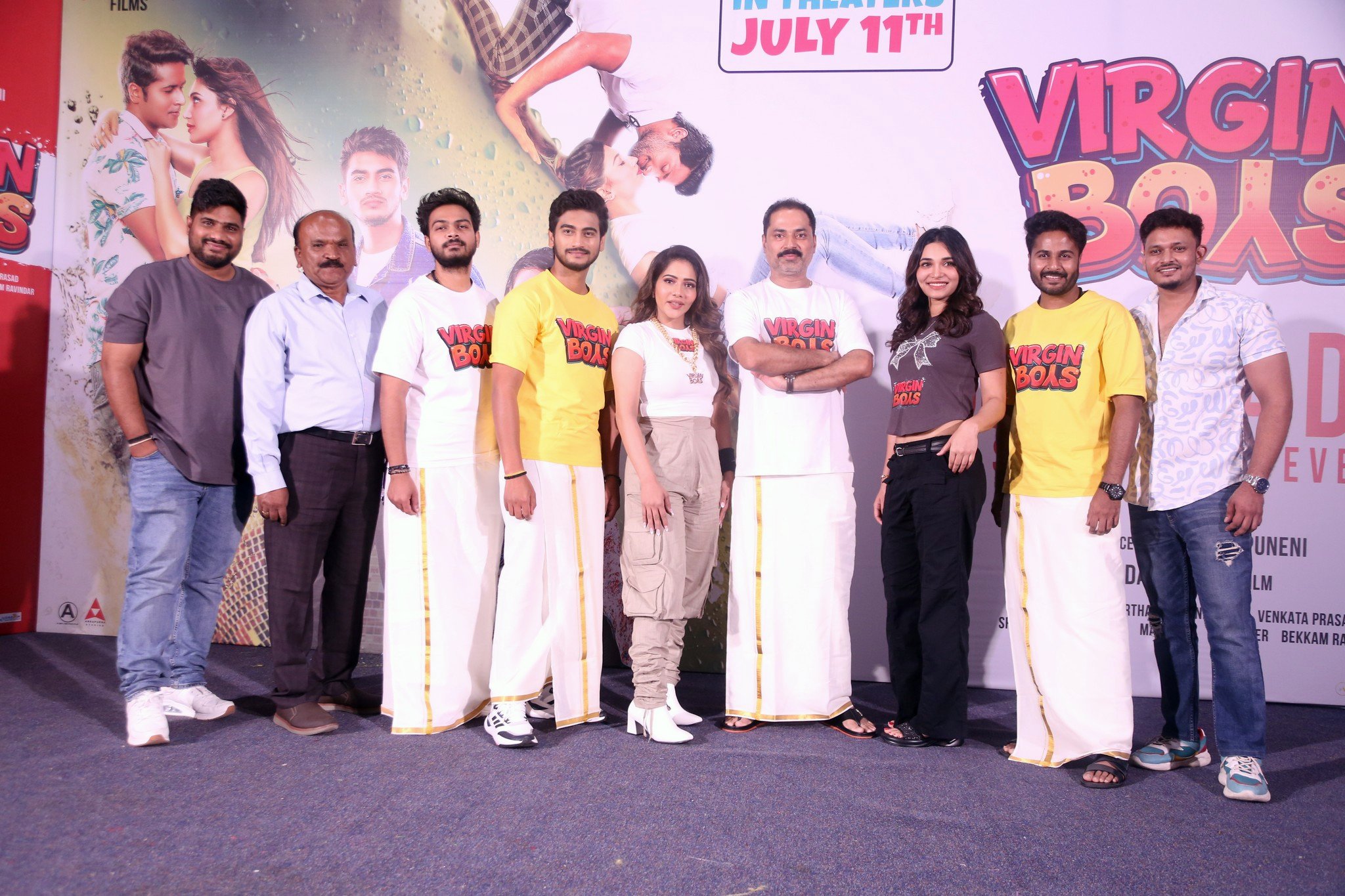 Geethanandh, Mitraaw Sharma, Jenifer Emmanuel, Shrihan, and the entire cast and crew participated in a vibrant media photoshoot for the film