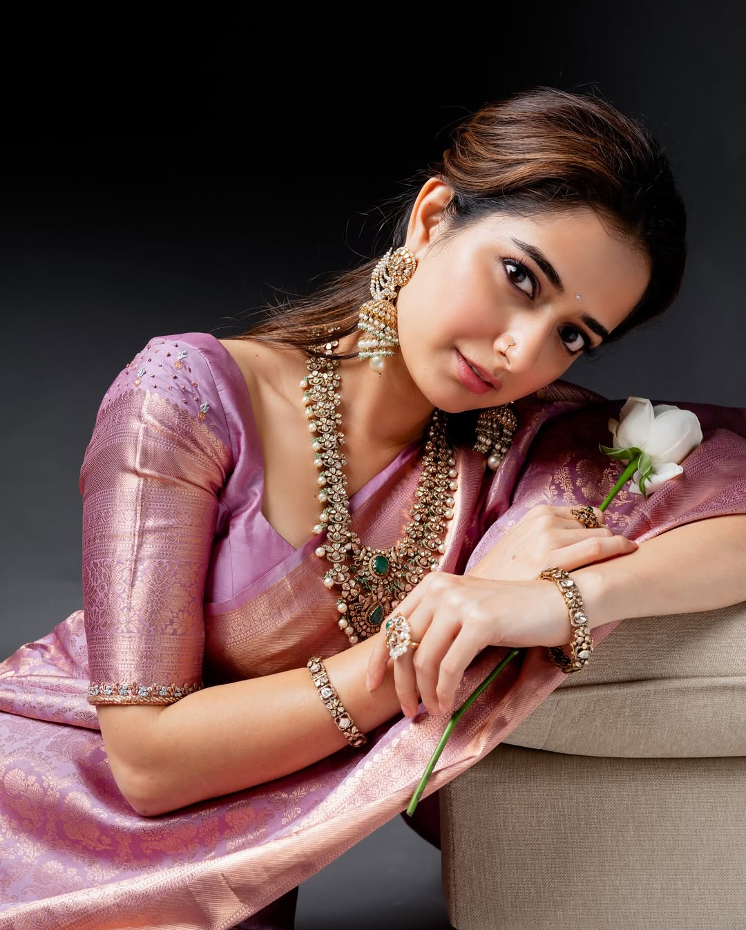 Pink Zari Enchantment: Rich textures and subtle grandeur
