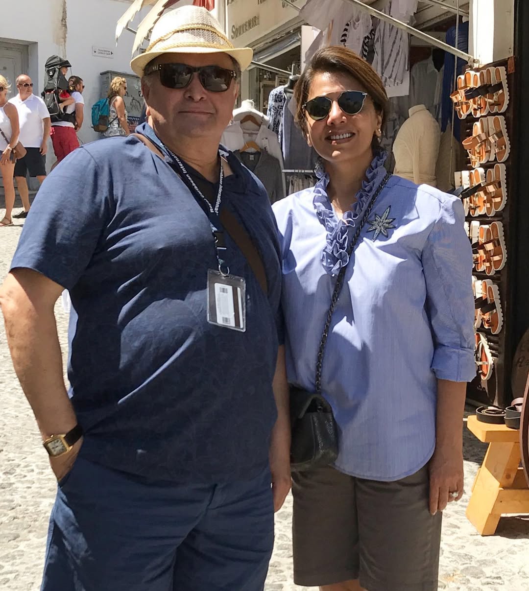Rishi and Neetu Kapoor enjoying a picturesque moment on a foreign getaway.