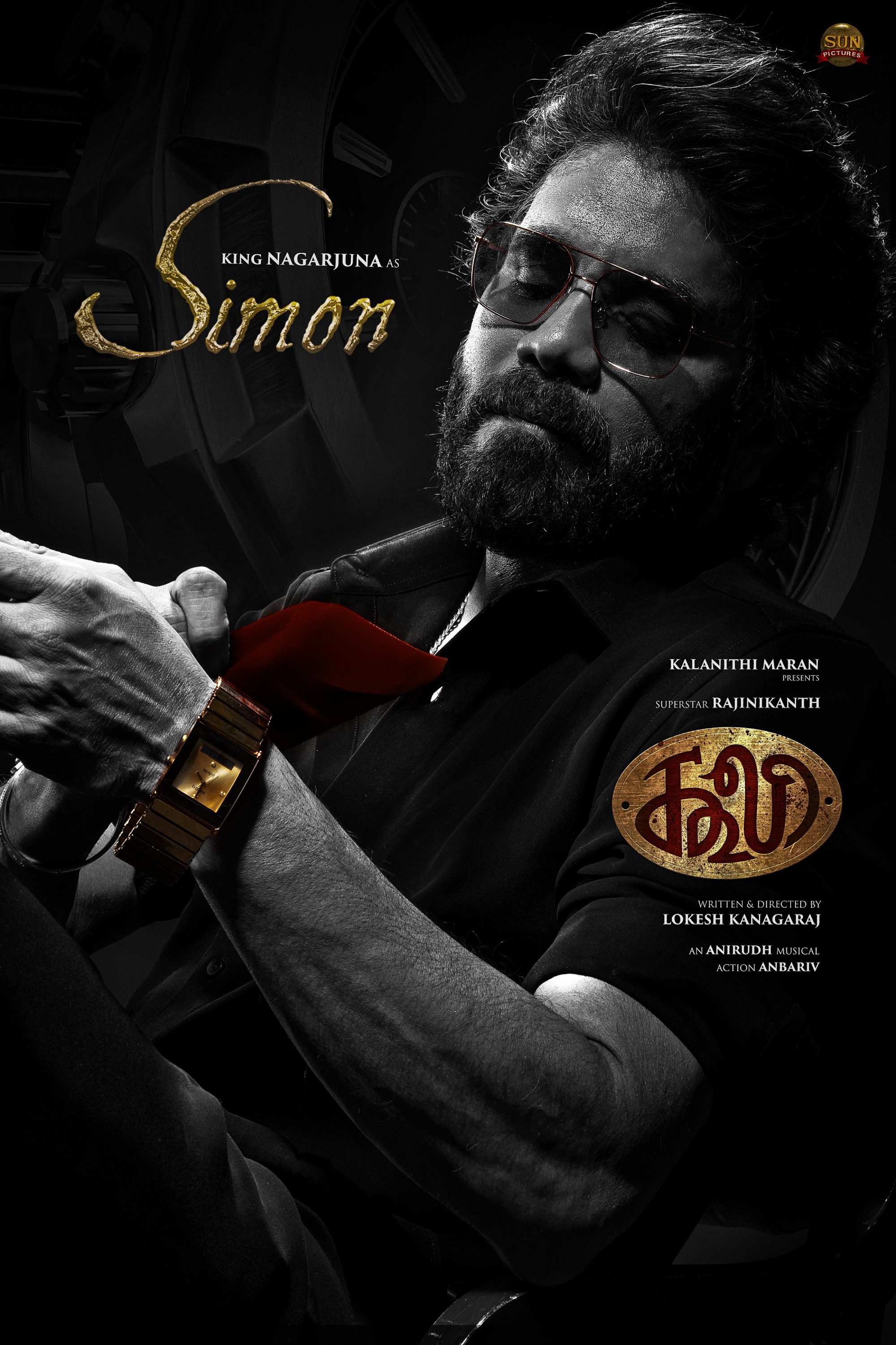 The Coolie poster highlights Nagarjuna Akkineni as Simon, showcasing his intense look.