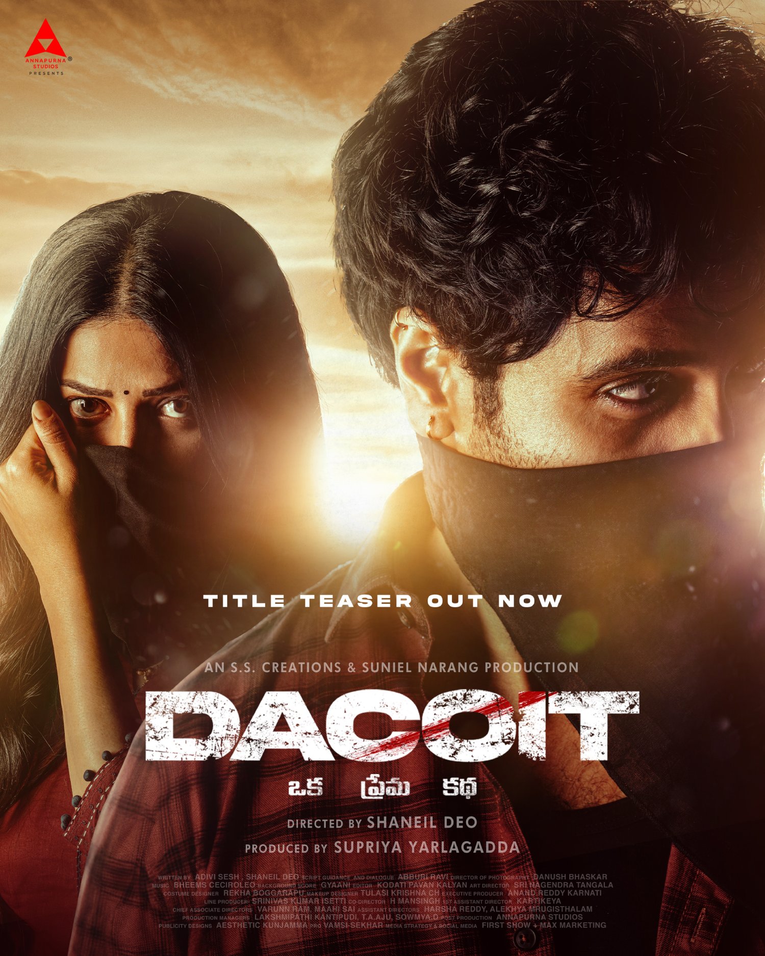 The official title teaser poster of Dacoit has been unveiled.