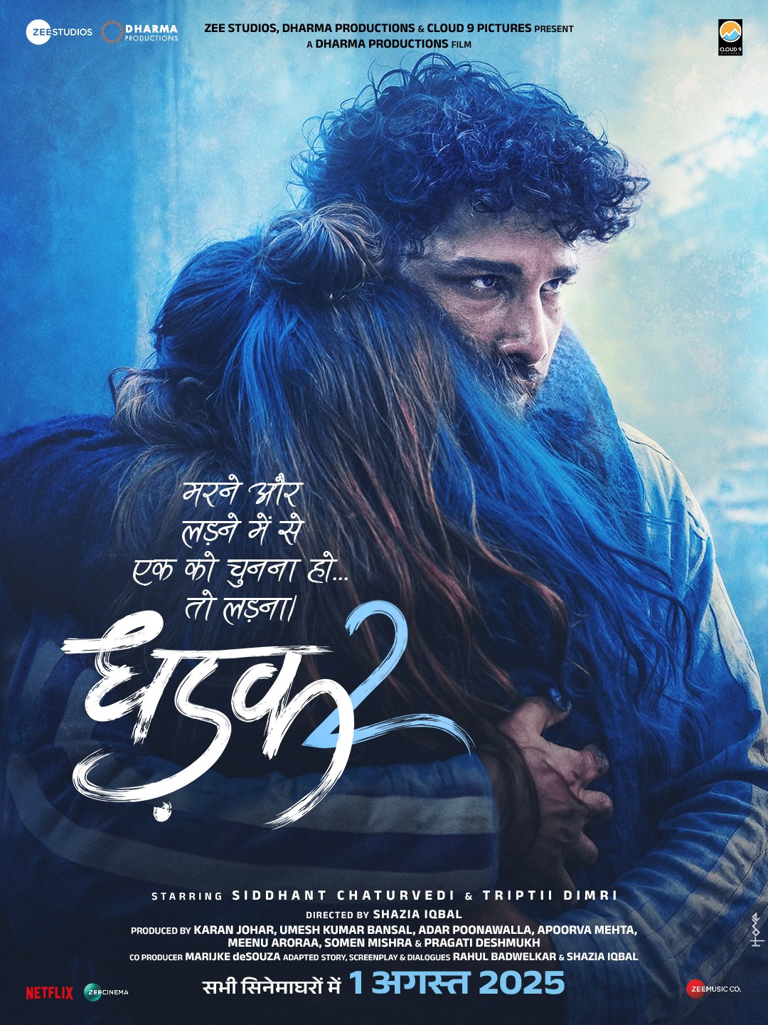 Official poster of Dhadak 2 featuring Siddhant Chaturvedi and Triptii Dimri.