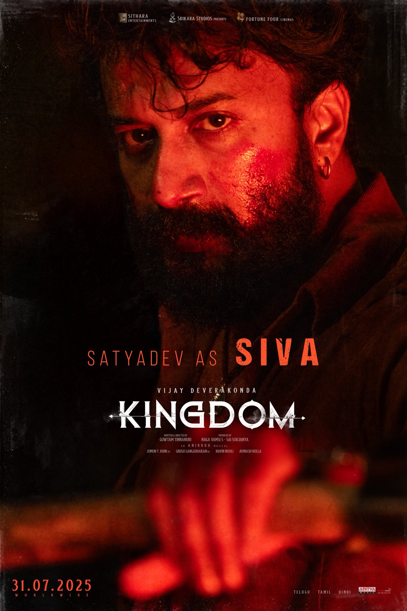 Satyadev takes the spotlight as Siva in the newly released Kingdom poster.