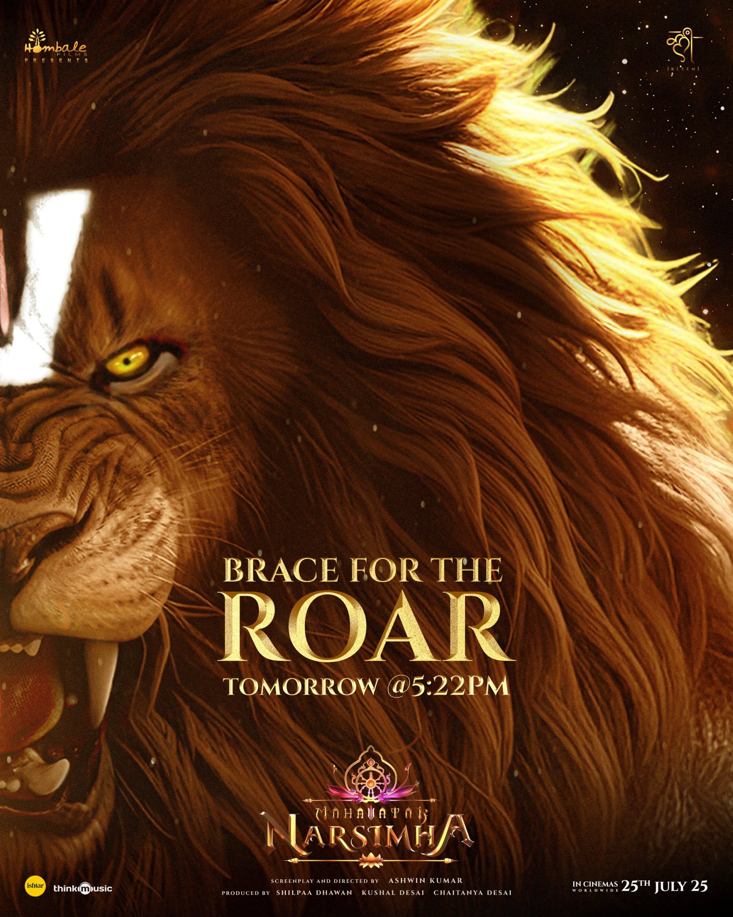 A striking new poster captures Mahavatar Narsimha in a powerful, roaring avatar.