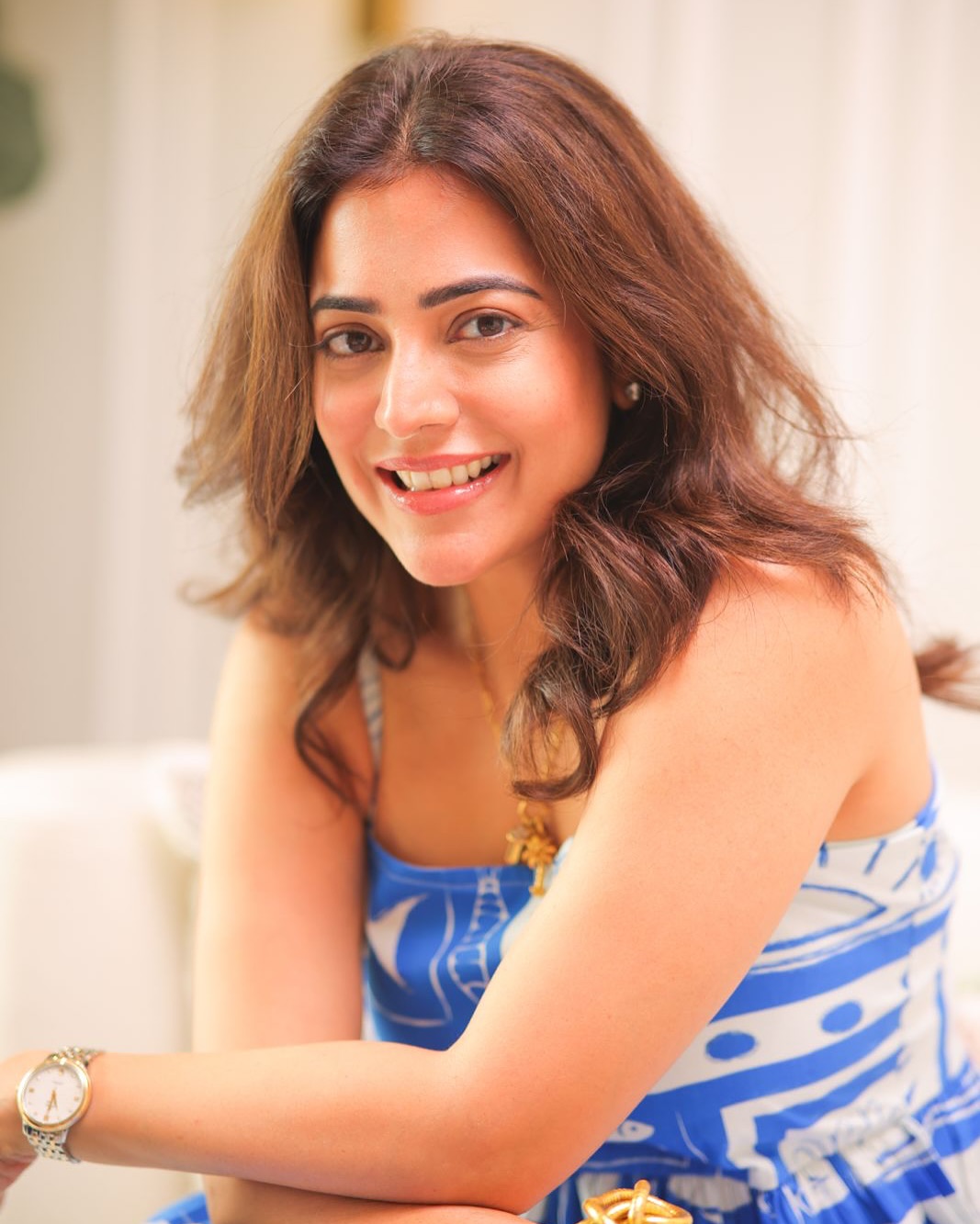 Nisha Aggarwal radiates effortless elegance in a chic blue dress, proving that style, smile, and a little bit of mischief are the perfect recipe for making every moment runway-ready!