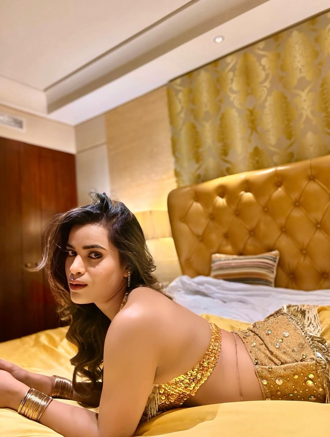 Red carpet, who? Shivani’s stunning dress, fierce style, and dazzling smile turn any space into a high-voltage affair