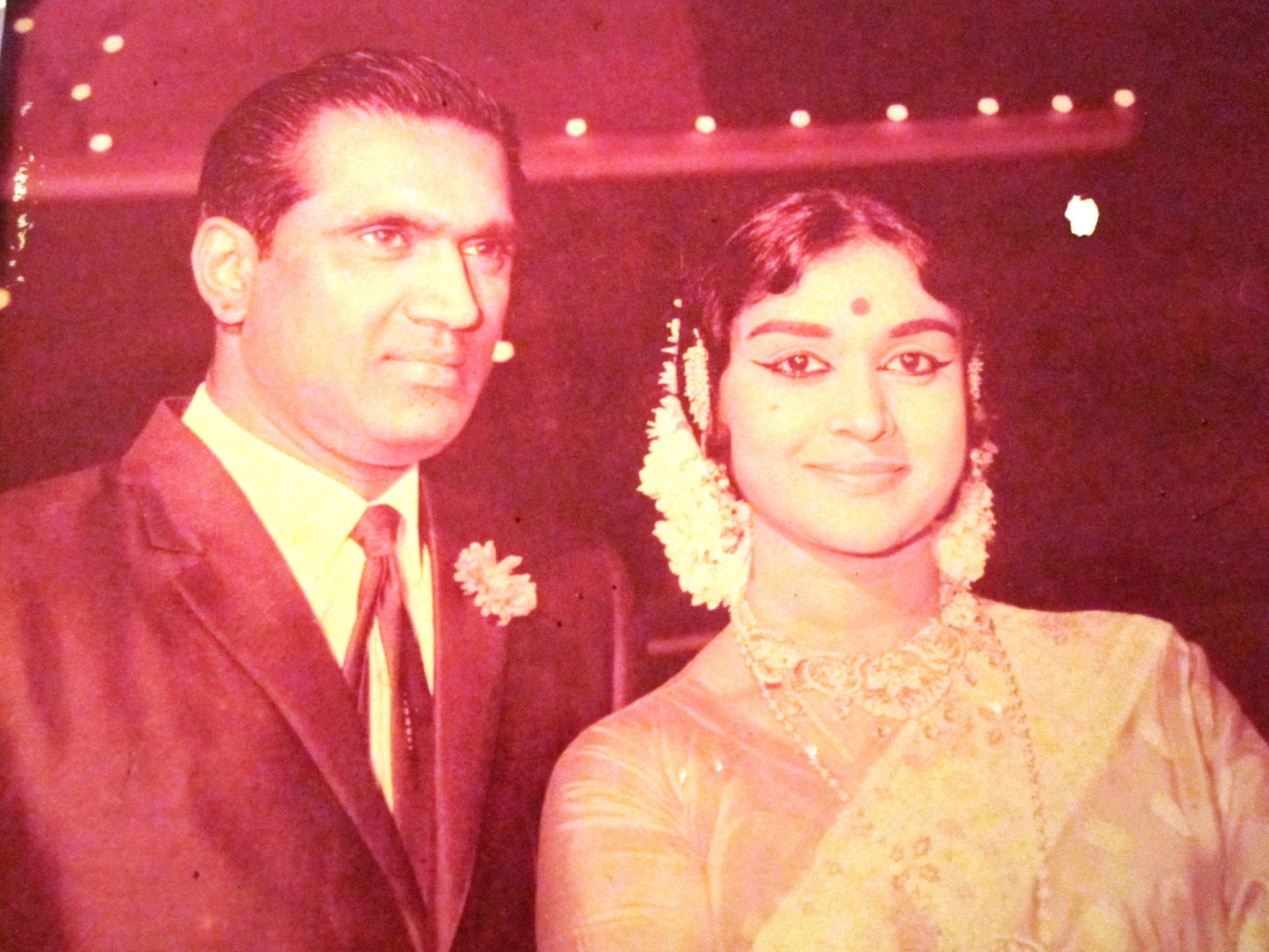 A timeless photograph of B. Saroja Devi with her husband.