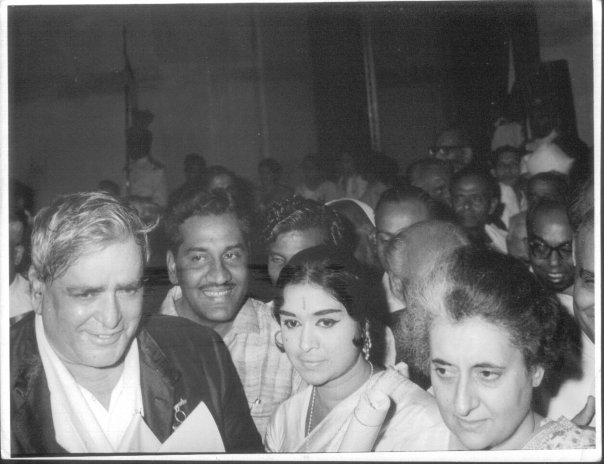 B. Saroja Devi alongside Prithviraj Kapoor and then Prime Minister Indira Gandhi.