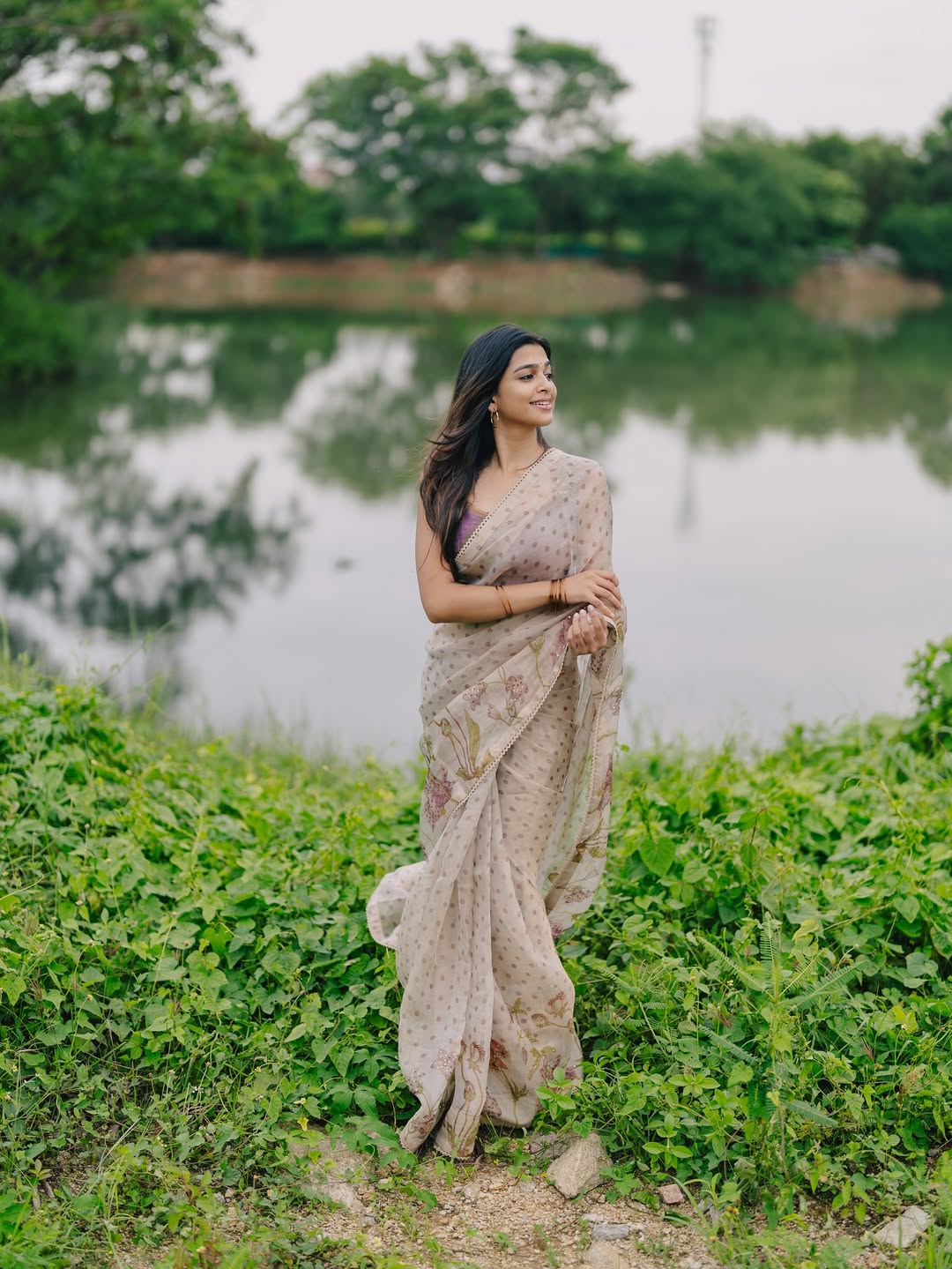 Ananthika Sanilkumar serene by tranquil waters elegantly
