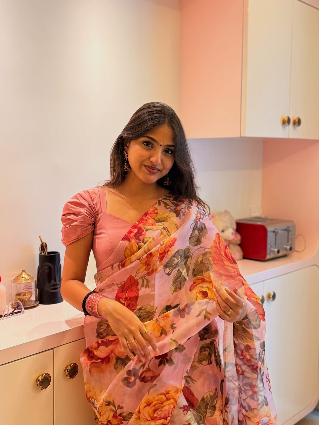Pranavi Manukonda in elegant floral attire