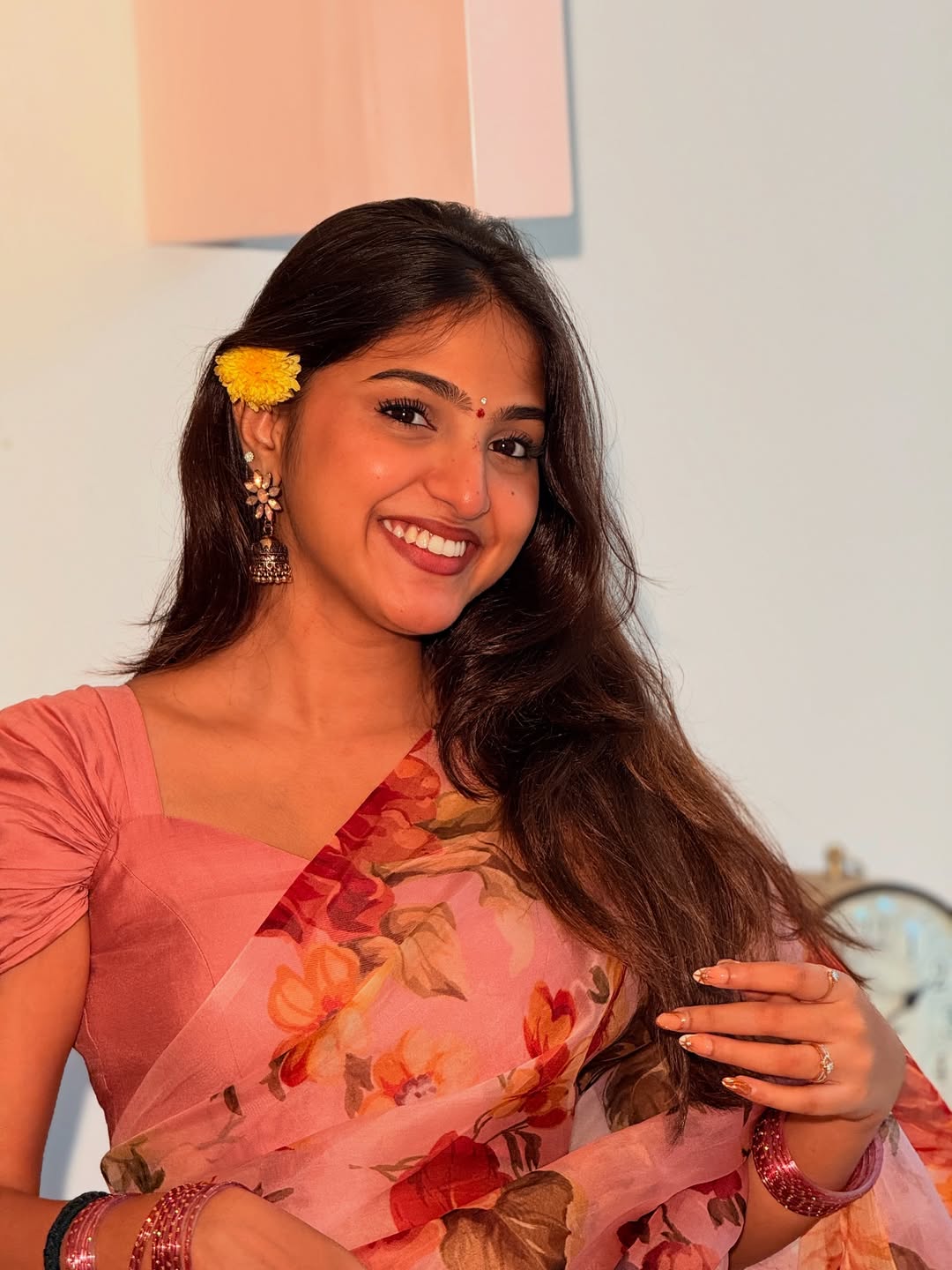 Pranavi Manukonda radiates charm in floral saree