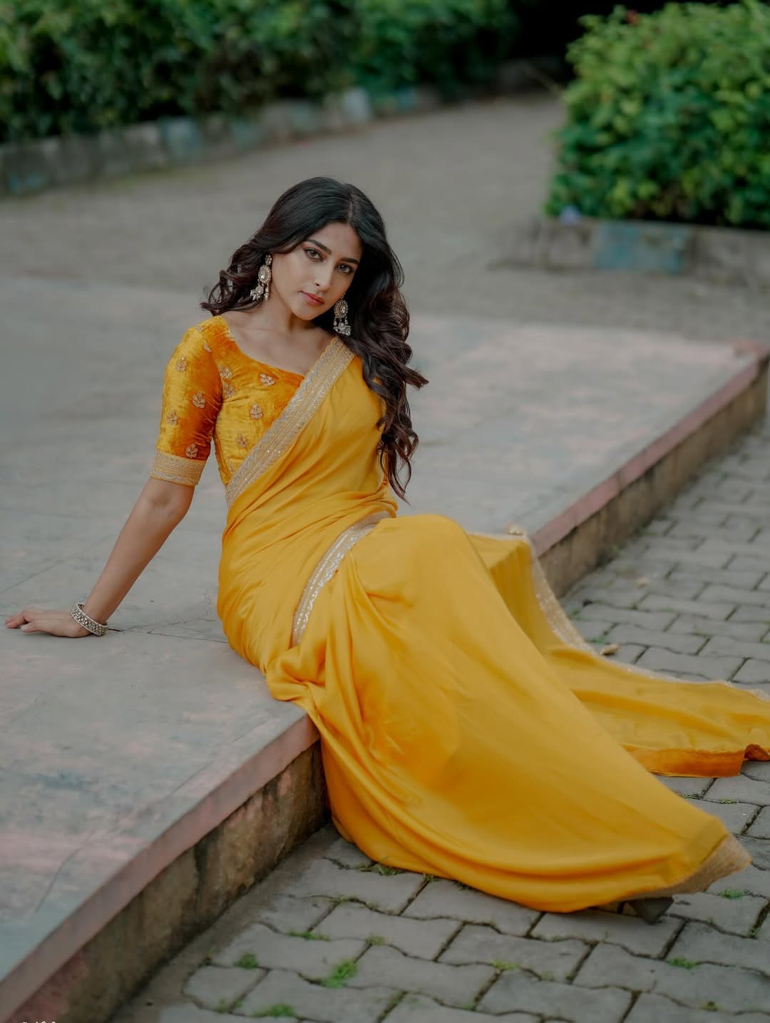 Nishvika Naidu shines in vibrant yellow saree