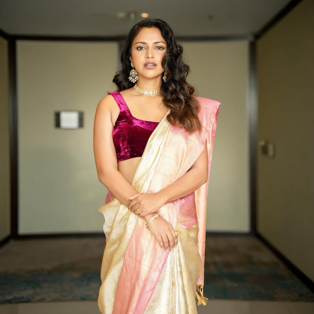 Amala Paul stuns in pink and gold glamour